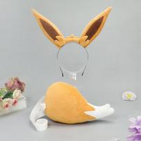 Eevee Cosplay Ausys Plaukų Lankeliai Lapės Uodega Cosplay Rekvizitas Eevee Ausys Plaukų Juosta Pūkuotos Uodegos Kostiumo Aksesuarai One Size beige