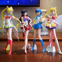 Sailor Moon Anime figūrėlių rinkinys 23cm Meiou Setsuna Kaiou Michiru Haruka Tomoe Hotaru Blizgučiai ir Glamūras Veiksmo figūrėlės Žaislas Dovana