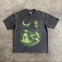 Vintažiniai ateivių UFO 90-ųjų grafiniai marškinėliai, skalbti retro mokslinės fantastikos ateivių pagrobimo marškinėliai, nežemiškos kosminės grafikos marškinėliai, unisex kosminė dovana 110 gray