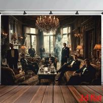 - 1 piece of 2D flat gangster party background banner, for use in photo wall decoration, yzb 79×59inch/200*150cm