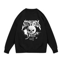 Stray Kids Kids Sweatshirt Kpop Fan Merch Cartoon Bear Print Long Sleeve Casual Pullover Spring Children Streetwear Clothing Top 170 gray