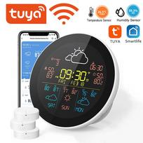 Tuya WiFi Išmanusis Orai Laikrodis 3 Dienų Orai Prognozė Meteorologinė Stotis Belaidis Termometras 3pcs sub sensors įvairiaspalvis