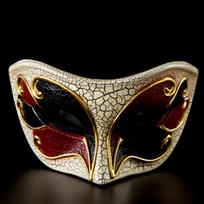 Vyrų kaukė Vintage Venecijos languota muzikinė vakarėlis Užgavėnių MaskMe raudona