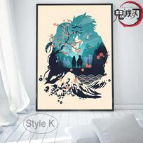 Anime Demon Slayer Plakatas Sienų Menas Drobės Tapyba Tanjirou Inosuke Zenitsu Spaudinys Paveikslas Namų Miegamojo Svetainės Dekoravimas Cuadros 40cm×60cm NoFrame