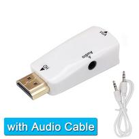 Su HDMI suderinamas su VGA kabelio adapteris, 3,5 mm lizdo garso ir vaizdo keitiklis 1080P, skirtas asmeniniam kompiuteriui, nešiojamajam kompiuteriui ir projektoriaus ekranui balta