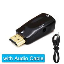 Su HDMI suderinamas su VGA kabelio adapteris, 3,5 mm lizdo garso ir vaizdo keitiklis 1080P, skirtas asmeniniam kompiuteriui, nešiojamajam kompiuteriui ir projektoriaus ekranui juoda