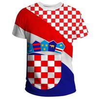 Kroatijos vėliavos futbolo spaudinys 3D vasara Vyrai Moterys Sportas Mada Greitai džiūstantys laisvalaikio marškinėliai su apvaliu kaklu trumpomis rankovėmis viršutinė dalis M red