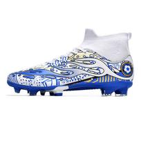 Futbolo Bateliai Unisex Futbolo Batai Aukštakulniai Kojinės, Ilgi Kniedai, Dirbtinės Žolės Treniruotės Jaunimo Futbolo Bateliai Vaikams 37 blue