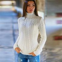Rudeninis naujas Slim Fit megztas megztinis moteriškas žieminis ilgomis rankovėmis Madingas moteriškas megztinis Elegantiški minkšti, šilti moteriški megztiniai džemperiai 25068 S balta