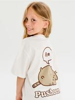 Sinsay - Medvilniniai marškinėliai su spauda Pusheen the Cat - kreminė