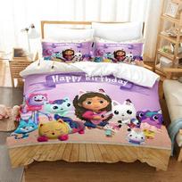 3D spausdintas Gabby lėlių namelio patalynės komplektas Animacinis antklodės užvalkalas Dvigulis Twin Full Queen King Suaugusiems Vaikams Lovos patalynė Antklodės užvalkalas AU Single 140x210cm
