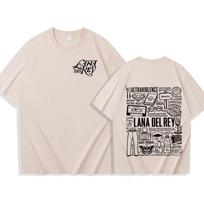 Lana Del Rey Shirt Lana Del Rey Music Shirt Lana Del Rey Merch Gift for Lana Del Rey Fan O-Neck Short Sleeve Shirts S gray