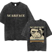 Streetwear Scarface filmas Visada sakyk tiesą, net kai meluoji Tony Montana Išplauti Marškinėliai Vyriški Derliaus Punk S gray