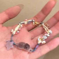 Resin kitten star woven bracelet, small fresh and fashionable versatile bracelet, simple temperament and high-end jewelry. brown