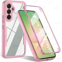 360° viso korpuso dėklas Samsung Galaxy A56 A36 A26 A55 A34 A54 A35 A25 A15 A53 A13 A14 A52 atsparus smūgiams ekrano apsauginis dangtelis A16 rožinė
