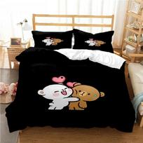 Mielas Bubu Dudu Animacinis Lokys Panda Antklodės Užvalkalas Kawaii Lovos Patalynės Komplektai Minkštas Antklodės Užvalkalas Ir Pagalvės Užvalkalai Vienvietis/Dvigulis/Karalienės Dydis/Karališkas Berniukams 70x133cm 2pcs