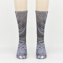 3D Gyvūnų Pėdų Imitacijos Kojinės: Linksmas leopardo raštas suaugusiems ir vaikams 24CM gray