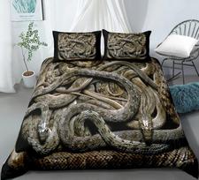 3D Snake stiliaus patalynės komplektas miegamajam Minkštas antklodės lovatiesės lovatiesėms Patogi antklodė ir pagalvės užvalkalas EU single(135x200cm) black