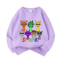 Sprunki Animacinis Žaidimas Su Spauda Puloveris Anime Ritmo Dėžė Laisvi Džemperiai Pavasaris Ruduo Vaikų Drabužiai Apvalaus Kaklo Viršūnės 120 pink