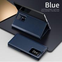 Atverčiamas odinis dėklas Samsung Galaxy Z Fold 7 6 5 4 3, su išmaniuoju ekranu LED View langeliais ir piniginės kortelių laikikliu, telefono apsauginiai krašteliai Galaxy Z Fold7 mėlyna