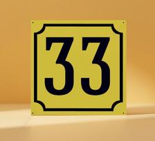 Namo Numeris 59 Geltonas Metalinis Ženklas 20x20cm, Šokolado Rudumo Modernus Durų Dekoras