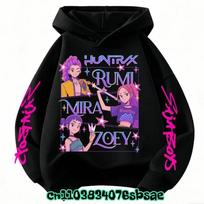 Children's Hooded Sweatshirt KPOP Demon Hunters Tops Boys' and Girls' Outerwear Sweatshirt Pink White Spring and Autumn 140 yellow