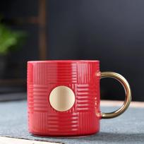 Didelės talpos keraminis puodelis, Starbucks bronzinis medalis puodelis, pieno kavos puodelis, vertingas puodelis 401-500ml raudona