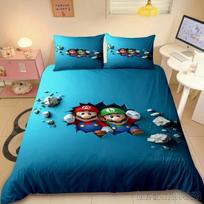 Anime patalynės komplektai Super Mario Bros Vaikams Kūdikiams Antklodės užvalkalų komplektai Lovos skalbiniai Dvigulė Viengulė Karališka Vaikams Suaugusiems Dovana AU Double(180*210cm)3pcs