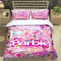 Fashion Barbie Cartoon Print Bedding Sets Bed Supplies Set Comforter Set Teens Girls Cartoon Twin Single Kid Luxury Gift AU Single(140*210cm)3pcs
