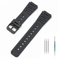 Skirta Casio laikrodžiui CA-53W CA-61W FT-100W W-520U Laikrodžio dirželis Dervos dirželis Išgaubtas Vandeniui atsparus Apyrankė Vyriška Apyrankė Su įrankio priedu 18mm black