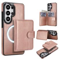2 viename Nuimamas Stiprus Magnetinis Kortelių Laikiklis Dėklas Samsung S26 Ultra S25 Plus S24 S23 A56 A26 A36 Vertikali Kišenė Maišelis Dangtelis Galaxy A15 4G rožinė