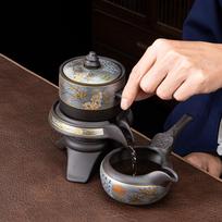 Automatic Purple Clay Teapot: Lazy Person's Chinese Tea Set for Home Living Room gray