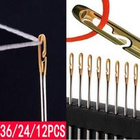 Nerūdijančio plieno siuvimo adatos su šonine skylute senjorams, „pasidaryk pats“ papuošalams, buitiniam siuvimui - Galima įsigyti 12, 24, 36 vnt. pakuotėse 24 Pcs sidabras
