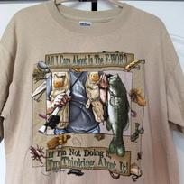 New VTG The F-Word Fishing Peggy Murray Funny Graphic T-shirt 2000s Y2K Adult XL 2XL gray