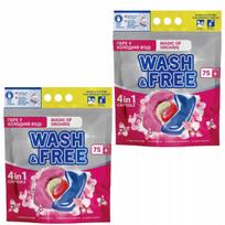 Skalbimo kapsulės WASH&FREE UNIVERSAL 4in1 Orchidėja, 2 x 75 vnt.