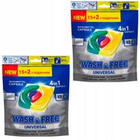 Skalbimo kapsulės Universal 4in1 Wash&Free, 2 x 17 vnt.