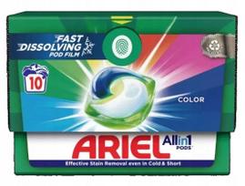 Skalbimo kapsulės Ariel All-in-1 PODS, spalvotiems drabužiams, 10 skalbimų
