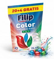 Skalbimo kapsulės FILIP 3in1 COLOR, 24 vnt. (20+4 dovanų)