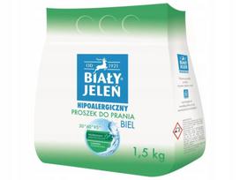 Skalbimo milteliai BIAŁY JELEŃ, hipoalerginiai, baltiems audiniams, 1,5 kg