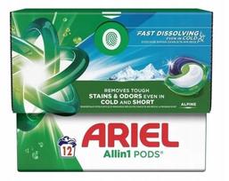 Skalbimo kapsulės Ariel Alpine, 12 vnt.