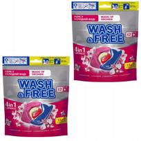 Skalbimo kapsulės WASH&FREE Universalios 4in1, Orchidėjos kvapas, 2 x 17 vnt.