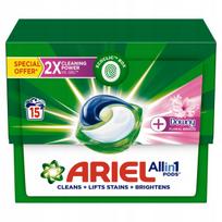 Skalbimo kapsulės Ariel su Downy Floral Breeze, 15 vnt.