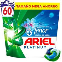 Skalbimo kapsulės Ariel Platinum su Lenor, 60 vnt.