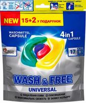 Skalbimo kapsulės Wash & Free 4 viename, 17 vnt.