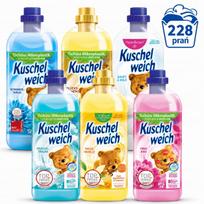 Skalbinių minkštiklis Kuschelweich, 1 l, 6 vnt. rinkinys, įvairūs kvapai, 228 skalbimams