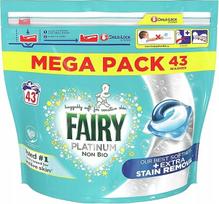 Skalbimo kapsulės Fairy PLATINUM NON BIO jautriai odai, 43 vnt.