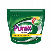 Skalbimo kapsulės PUROX TriCaps universalios, 58 vnt., 13 g, doypack pakuotė