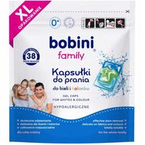 Skalbimo kapsulės Bobini Family baltai ir spalvotai skalbiniams, hipoalerginės, 38 vnt.