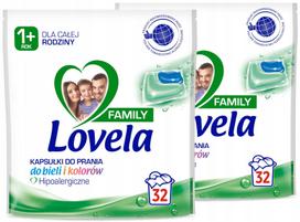 Skalbimo kapsulių rinkinys Lovela Family baltiems ir spalvotiems drabužiams, 2 x 32 vnt.