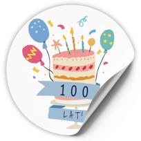 Gimtadienio lipdukai „100 metų“, 5 cm, 10 vnt.
